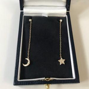 Star Moon Hanging Earrings